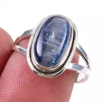 Natural Kyanite Gemstone Handmade 925 Solid Sterling Silver Gift Ring S.8 t3g42