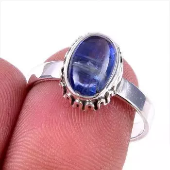 Natural Kyanite Gemstone Handmade 925 Solid Sterling Silver Gift Ring S.8 I6E05