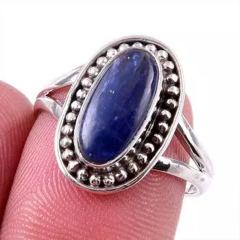 Natural Kyanite Gemstone Handmade 925 Solid Sterling Silver Gift Ring S.8 y1B48