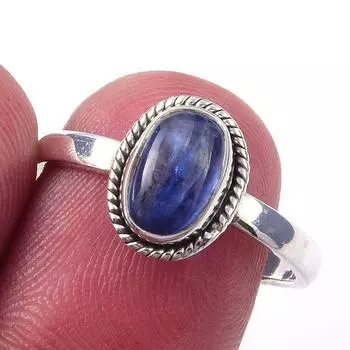 Natural Kyanite Gemstone Handmade 925 Solid Sterling Silver Ring Size 8 W3Q12
