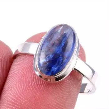 Natural Kyanite Gemstone Handmade 925 Solid Sterling Silver Gift Ring S.9 A7E78