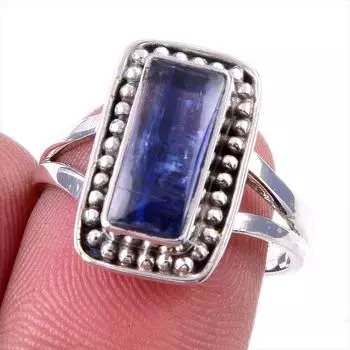 Natural Kyanite Gemstone Handmade 925 Solid Sterling Silver Gift Ring S.7 n1Q32
