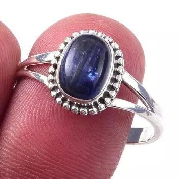Natural Kyanite Gemstone Handmade 925 Solid Sterling Silver Ring Size 10 p0P81