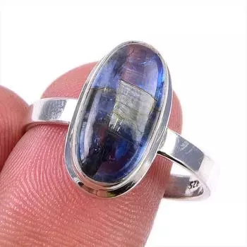 Natural Kyanite Gemstone Handmade 925 Solid Sterling Silver Gift Ring S.10 A5j34