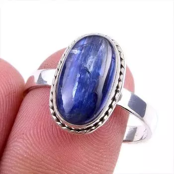 Natural Kyanite Gemstone Handmade 925 Solid Sterling Silver Gift Ring S.10 l2s64