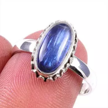 Natural Kyanite Gemstone Handmade 925 Solid Sterling Silver Gift Ring S.8 I8A73