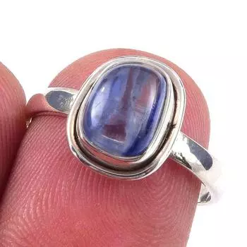 Natural Kyanite Gemstone Handmade 925 Solid Sterling Silver Ring Size 7 H1O64