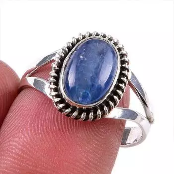 Natural Kyanite Gemstone Handmade 925 Solid Sterling Silver Gift Ring S.9 L5e44