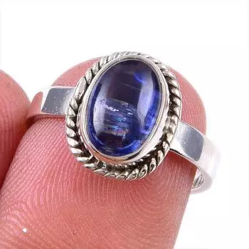 Natural Kyanite Gemstone Handmade 925 Solid Sterling Silver Gift Ring S.6 l7m16