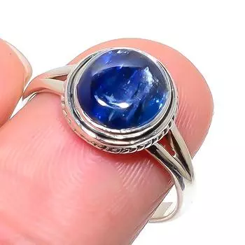 Natural Kyanite Gemstone Handmade 925 Solid Sterling Silver Gift Ring S.9 l6I71