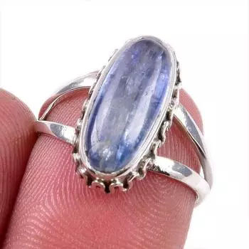 Natural Kyanite Gemstone Handmade 925 Solid Sterling Silver Gift Ring S.6 T5W26