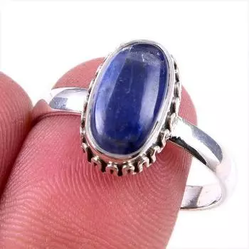 Natural Kyanite Gemstone Handmade 925 Solid Sterling Silver Gift Ring S.10 z0c73