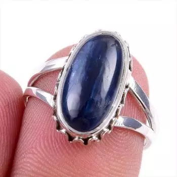 Natural Kyanite Gemstone Handmade 925 Solid Sterling Silver Gift Ring S.7 a2L90