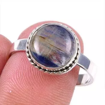 Natural Kyanite Gemstone Handmade 925 Solid Sterling Silver Gift Ring S.9 y1v09
