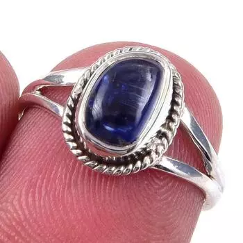 Natural Kyanite Gemstone Handmade 925 Solid Sterling Silver Ring Size 6 B5Q04