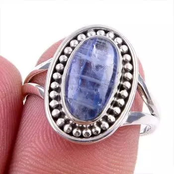 Natural Kyanite Gemstone Handmade 925 Solid Sterling Silver Gift Ring S.7 A5n91