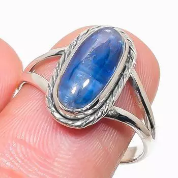 Natural Kyanite Gemstone Handmade 925 Solid Sterling Silver Gift Ring S.9 k3o99