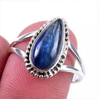 Natural Kyanite Gemstone Handmade 925 Solid Sterling Silver Gift Ring S.8 a2p27
