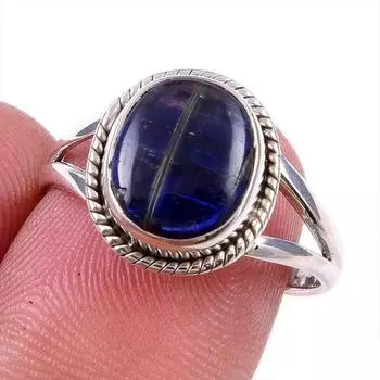Natural Kyanite Gemstone Handmade 925 Solid Sterling Silver Gift Ring S.8 K6g88
