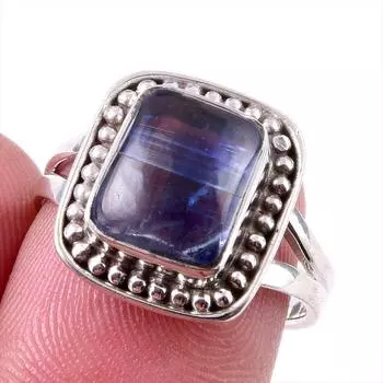 Natural Kyanite Gemstone Handmade 925 Solid Sterling Silver Gift Ring S.7 R1e53