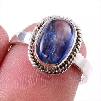 Natural Kyanite Gemstone Handmade 925 Solid Sterling Silver Gift Ring S.6 D7Z30