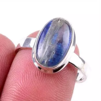 Natural Kyanite Gemstone Handmade 925 Solid Sterling Silver Gift Ring S.8 y8p83