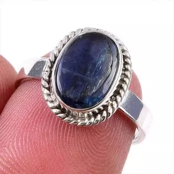 Natural Kyanite Gemstone Handmade 925 Solid Sterling Silver Gift Ring S.6 d3E38