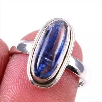 Natural Kyanite Gemstone Handmade 925 Solid Sterling Silver Gift Ring S.7 m7A24