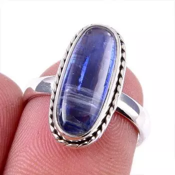 Natural Kyanite Gemstone Handmade 925 Solid Sterling Silver Gift Ring S.6 M9V98