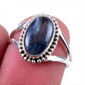 Natural Kyanite Gemstone Handmade 925 Solid Sterling Silver Gift Ring S.7 S2I47