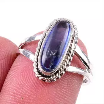 Natural Kyanite Gemstone Handmade 925 Solid Sterling Silver Gift Ring S.7 L4R16