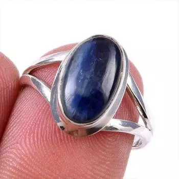 Natural Kyanite Gemstone Handmade 925 Solid Sterling Silver Gift Ring S.7 E6R15