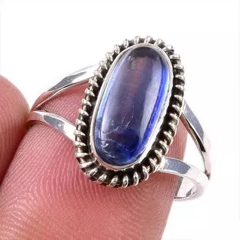 Natural Kyanite Gemstone Handmade 925 Solid Sterling Silver Gift Ring S.8 g0k86