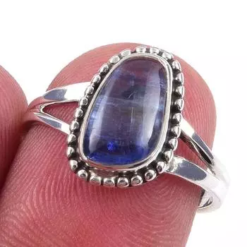 Natural Kyanite Gemstone Handmade 925 Solid Sterling Silver Ring Size 7 H0i69