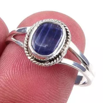 Natural Kyanite Gemstone Handmade 925 Solid Sterling Silver Ring Size 9 u9H57