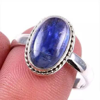 Natural Kyanite Gemstone Handmade 925 Solid Sterling Silver Gift Ring S.9 V8J40