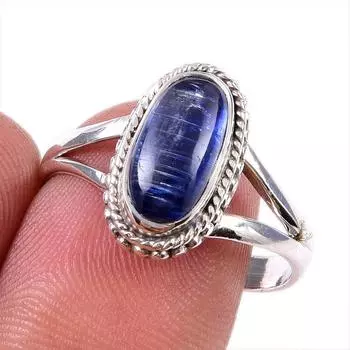 Natural Kyanite Gemstone Handmade 925 Solid Sterling Silver Gift Ring S.9 n4D72