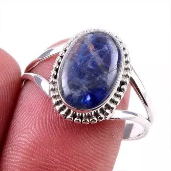 Natural Kyanite Gemstone Handmade 925 Solid Sterling Silver Gift Ring S.10 V0O76