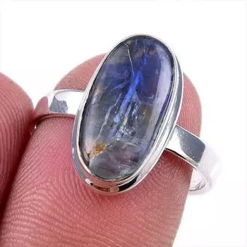 Natural Kyanite Gemstone Handmade 925 Solid Sterling Silver Gift Ring S.8 g7y11