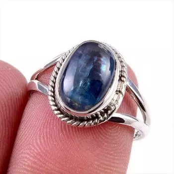 Natural Kyanite Gemstone Handmade 925 Solid Sterling Silver Gift Ring S.7 p8W56