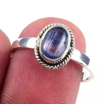 Natural Kyanite Gemstone Handmade 925 Solid Sterling Silver Ring Size 8 r9L27