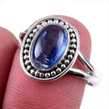 Natural Kyanite Gemstone Handmade 925 Solid Sterling Silver Gift Ring S.9 V0F01
