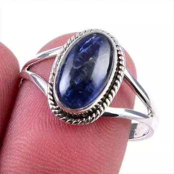 Natural Kyanite Gemstone Handmade 925 Solid Sterling Silver Gift Ring S.9 I5q22