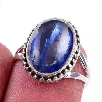Natural Kyanite Gemstone Handmade 925 Solid Sterling Silver Gift Ring S.6 H0C02