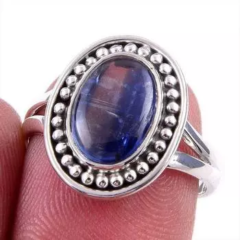 Natural Kyanite Gemstone Handmade 925 Solid Sterling Silver Gift Ring S.7 q7m61