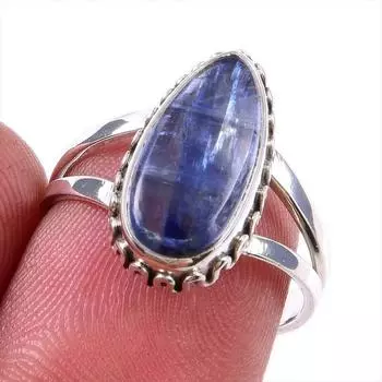 Natural Kyanite Gemstone Handmade 925 Solid Sterling Silver Gift Ring S.7 I2T01