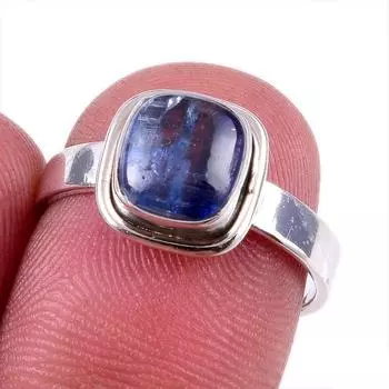 Natural Kyanite Gemstone Handmade 925 Solid Sterling Silver Gift Ring S.7 q1N92