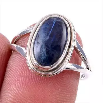 Natural Kyanite Gemstone Handmade 925 Solid Sterling Silver Gift Ring S.7 a9g89