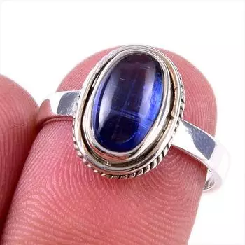 Natural Kyanite Gemstone Handmade 925 Solid Sterling Silver Gift Ring S.7 r5Z02