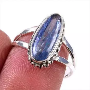 Natural Kyanite Gemstone Handmade 925 Solid Sterling Silver Gift Ring S.8 Q6K28